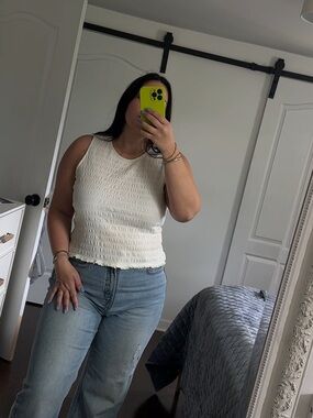 Vintage Cotton Cream Sleeveless Crop Tank